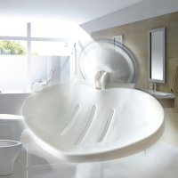 卫生间创意真空强力吸盘肥皂盒沥水kt猫卡通可爱香皂盒浴室壁挂|爱心白色