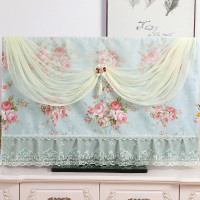 布艺电视机罩盖布防尘罩中式布艺盖巾42寸50寸55寸65寸液晶电视套|花满天-蓝色 39英寸