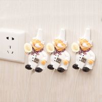 2/3个装 插头挂钩壁挂架强力贴粘胶厨房电源收纳支架插座可爱粘钩|三个装厨师脚托款