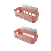 免打孔厨房卫生间浴室置物架壁挂式无痕收纳盒洗手间收纳盒|北欧粉 长方形[4个]