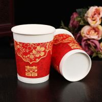 加厚结婚庆用品婚宴一次性红色纸杯婚礼喜庆敬茶杯水杯喜杯子大全|图6[500个]