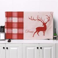 电视机罩子棉麻家用布艺防尘罩套55英寸挂式盖布液晶曲面电视盖巾|粉红色复古鹿 58英寸