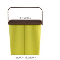 加厚带盖凳子方形收纳桶手提多用储物桶塑料浴框洗澡篮凳玩具浴室|方桶果绿配咖10升