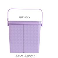 加厚带盖凳子方形收纳桶手提多用储物桶塑料浴框洗澡篮凳玩具浴室|方桶北欧紫加高10升