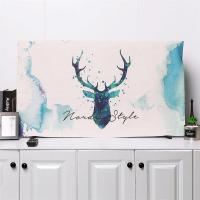 电视机罩子棉麻家用布艺防尘罩套55英寸挂式盖布液晶曲面电视盖巾|宝蓝色蓝绘鹿 55英寸