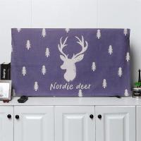 电视机罩子棉麻家用布艺防尘罩套55英寸挂式盖布液晶曲面电视盖巾|蓝色欧鹿 42英寸