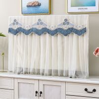 电视罩防尘罩电视机罩套开机不取55寸挂式蕾丝50液晶65寸包边家用|花香盈盈蓝开机不取 店内有同款电视柜盖巾