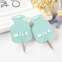 卡通粘钩挂钩强力免打孔粘胶承重大墙壁宿舍白灰可爱勾子韩国贴钩|8个装蓝色奶瓶