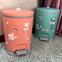 少女心卡通可爱脚踩垃圾桶家用厨房客厅厕所带盖静音按压式收纳桶