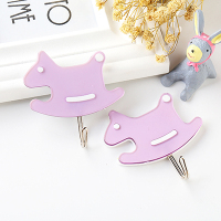 卡通粘钩挂钩强力免打孔粘胶承重大墙壁宿舍白灰可爱勾子韩国贴钩|8个装紫色木马