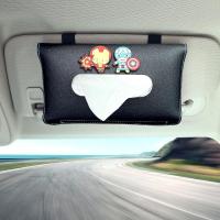 车载纸巾盒车挂式多功能遮阳板车用汽车内饰用品车内抽纸巾套创意|钢铁侠美国队长组合—送纸巾