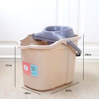 加厚带轮地拖桶挤水桶墩布桶洗拖把桶家用老式手压拧干甩干清洁桶|杏黄