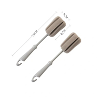 洗杯子神器洗杯刷奶瓶清洁刷套装家用长柄海绵小刷子茶壶茶杯涮子|短柄2个(适用日常杯具)