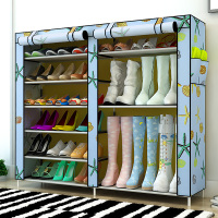 双排简易靴子款鞋架防尘布鞋柜现代加固组合收纳柜多层钢架