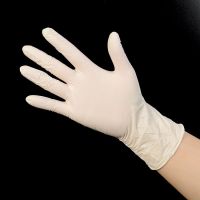 一次性手套丁腈pvc橡胶乳胶防油防静电餐饮食品洗碗防护医手术用|9寸白色薄款100只 M中码