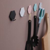 挂钩强力粘胶创意壁挂宿舍女墙壁可爱无痕门后免打孔铁艺钥匙粘钩|5色菱形 无免钉胶