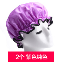 2个装 浴帽双层防水女士女款加大加厚淋浴洗澡帽厨房帽子防尘防油|两个装紫色