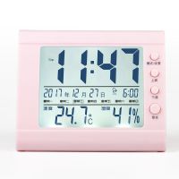高精度电子温度湿度计家用室内精准婴儿温计表温度计闹钟夜光|粉红色