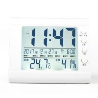 高精度电子温度湿度计家用室内精准婴儿温计表温度计闹钟夜光|白色
