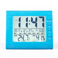 高精度电子温度湿度计家用室内精准婴儿温计表温度计闹钟夜光|蓝色