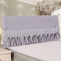 全包加厚床头罩毛绒床头套防尘罩夹棉欧式实木软床头保护套|半包-灰色 2.2米