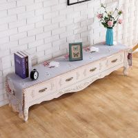 电视柜罩盖巾电视柜桌布布艺电视机柜鞋柜罩防尘罩|心心相印-典雅灰 50*240cm【电视柜罩】