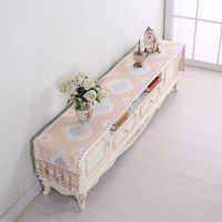 电视柜罩盖巾电视柜桌布布艺电视机柜鞋柜罩防尘罩|一见钟情-浅咖 40*280cm[电视柜罩]