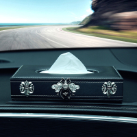 汽车纸巾盒餐巾纸盒车用车内座式装饰抽纸盒纸巾套车载内饰摆件品|复古蜜蜂款—送防滑垫-送纸巾