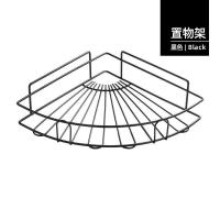 浴室免打孔转角置物架卫生间洗漱架厕所吸壁式三角架厨房壁挂收纳|黑色新款三角架(送双钩贴片2片)