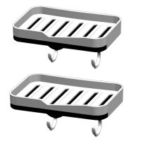 双层香皂盒沥水卫生间挂式免打孔墙挂壁挂大号浴室肥皂盒|黑白2个送备贴2个送单钩3个