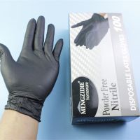 一次性黑色丁晴手套汽修修理工男女通用纹绣防油防脏防护橡胶手套|黑丁100只(50双)盒装 加大号XL