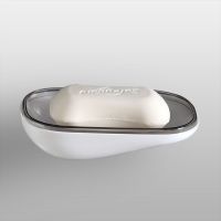 强力吸盘肥皂盒 浴室创意沥水单层香皂盒 壁挂简约时尚皂盒|半透明灰色[1件]