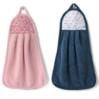 擦手巾挂式吸水毛巾家务清洁抹布家用洗碗布不掉毛厨房用品洗碗巾|蓝色+粉色(2条装)厨房/卫生间