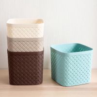 塑料收纳框桌面方形仿编织盒子瓜子纸屑垃圾桶小号缕空篮