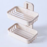 香皂盒吸盘壁挂沥水香皂盒免打孔双层浴室皂盒置物架卫生间肥皂架|双层白色1个装