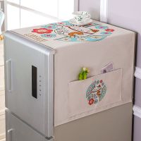 欧式布艺双开门单开门蕾丝冰箱巾防尘罩盖巾盖布冰箱罩收纳袋|扇子猫 新款双开(65*170厘米)