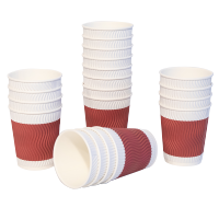 纸杯一次性隔热加厚纸防烫双层纸杯咖啡杯家用 茶杯热饮杯子|19206双层防烫瓦楞纸杯(280ml)(20只/包)