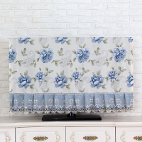 液晶电视机罩55挂式32寸布艺曲面电视罩防尘柜罩壁挂式|牡丹电视机罩-蓝色 60寸