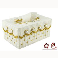 十字绣纸巾盒新款家用手工免剪网片珍珠毛线绣抽纸盒套件|珍珠款白色送穿线器 半成品套件二送一