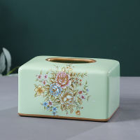 创意北欧风ins陶瓷纸巾盒轻奢家用欧式现代客厅餐厅装饰抽纸巾盒|万紫千红纸巾盒[方形]