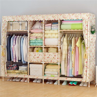 简易衣柜加粗实木 牛津布收纳架衣橱布衣柜子拆叠衣柜|2.06米宽蔷薇如梦-加粗205A