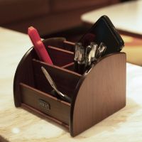 多功能纸巾盒家用客厅餐巾抽纸盒放茶几桌面杂物遥控器收纳盒木制|8024深色[桌面收纳盒]