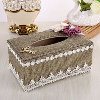 居家日用创意布艺收纳整理纸巾盒 客厅抽纸盒 桌面茶几纸抽盒|深绿中号双花边