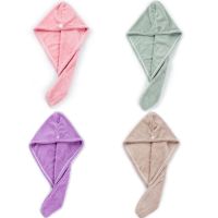 吸水速干干发帽女洗头发的速干毛巾包头洗澡浴巾帽同款|粉色+豆绿 双层加厚