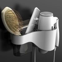 双庆免打孔吹风机架卫生间置物架电吹风架子浴室收纳风筒架壁挂式|气质黑[8CM口径]