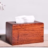 缅甸花梨木抽纸盒桌面实木质纸巾盒红木茶几餐巾盒收纳盒|素面短款CHO189