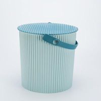 塑料加厚可坐家用钓鱼桶手提洗澡篮洗车桶幼儿园收纳桶带盖水桶凳|蓝配深蓝 常规号