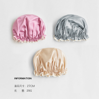 双层浴帽女防水头套发帽洗澡沐浴女款淋浴帽厨房帽子防油烟|香槟色加银灰色加豆沙色(3个装)