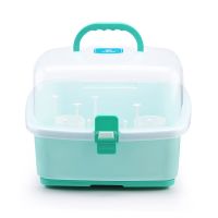 破损包赔]加厚奶瓶收纳箱便携婴儿收纳盒手提防尘宝宝餐具储存盒