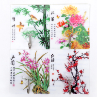 强力粘胶挂钩无痕门后挂钩挂衣服钩子贴墙粘钩免钉浴室挂钩不粘钩|梅兰竹菊36个装